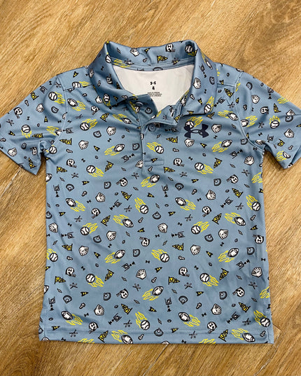 UA Match Play Print Polo | Blue Wind