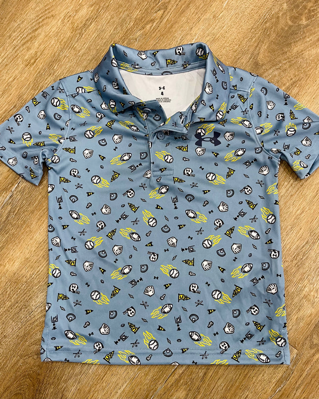 UA Match Play Print Polo | Blue Wind