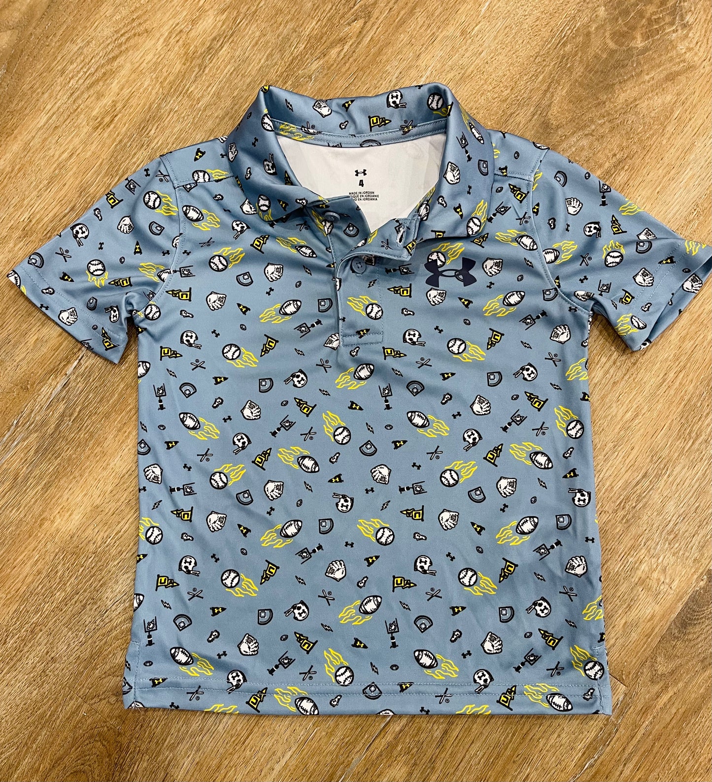 UA Match Play Print Polo | Blue Wind