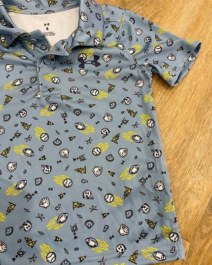 UA Match Play Print Polo | Blue Wind