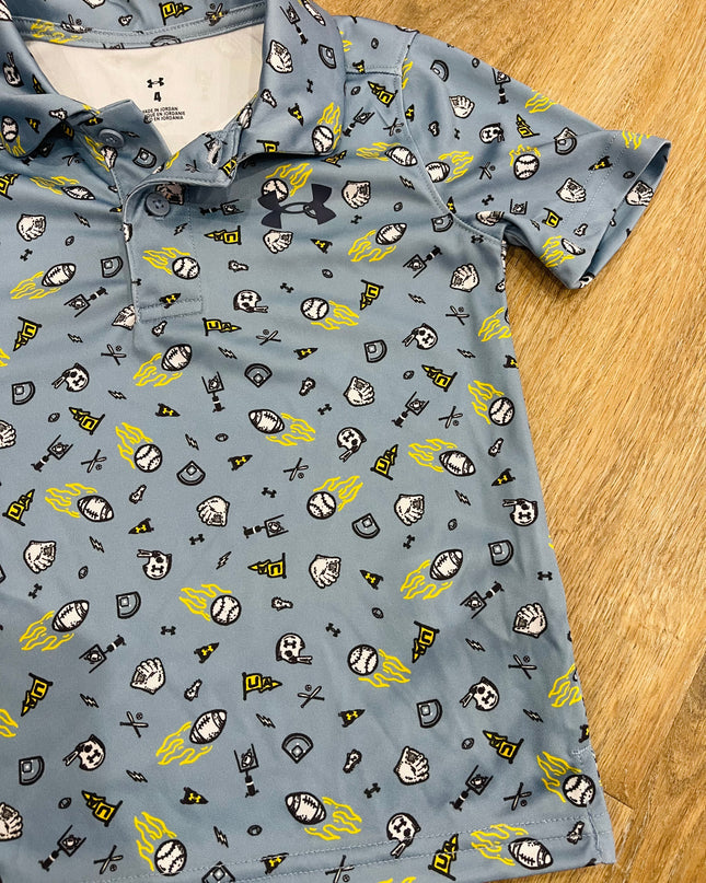 UA Match Play Print Polo | Blue Wind
