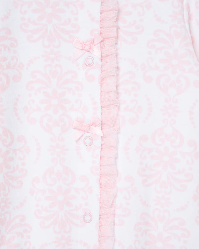 Damask Scroll Footie/Hat | Pink