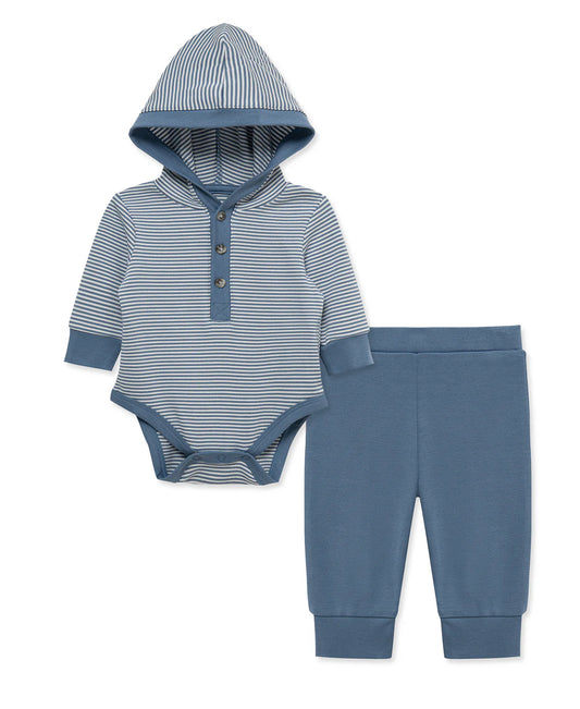 Hooded Bodysuit & Pant Set | Navy
