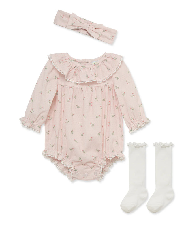 Rosebud Bubble/Headband/ Socks | Pink