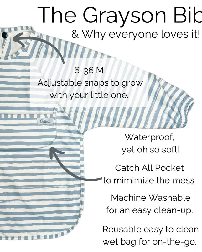 The Grayson Long Sleeve Bib | Brush Stripes