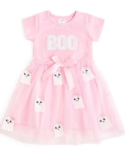 Boo Sequin Patch Halloween Tutu Dress