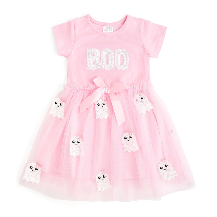 Boo Sequin Patch Halloween Tutu Dress