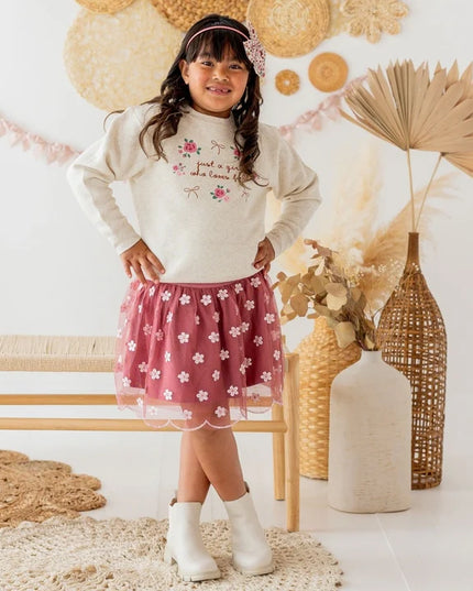 Berry Floral Embroidered Tutu