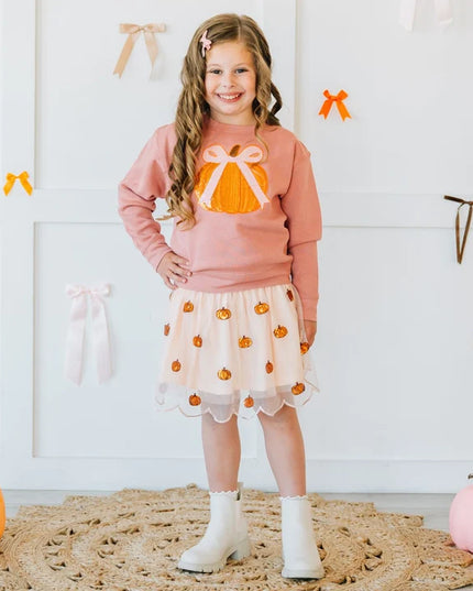 Coquette Pumpkin Sequin Patch Sweatshirt