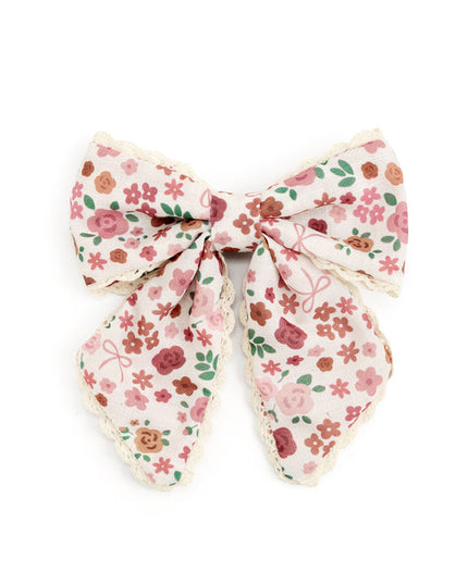 Berry Floral Bow Clip