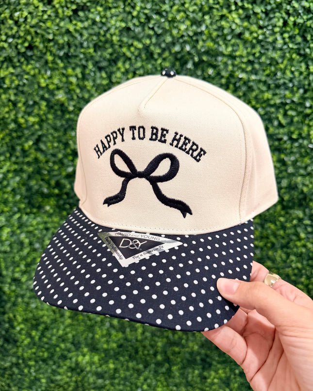 Black & White Happy To Be Here | Trucker Hat