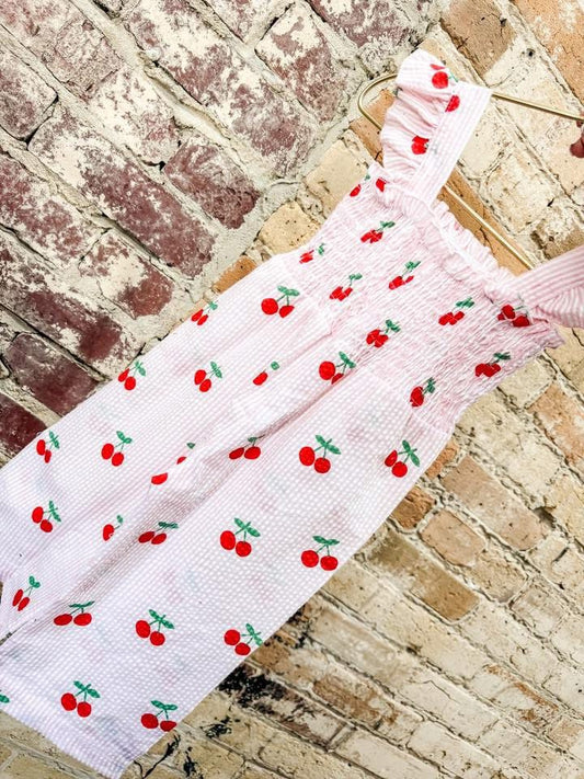 Smocked Cherry Flutter Jumpsuit