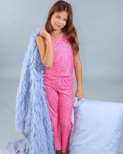 All Over Hearts Leopard Pajama Set | Pink