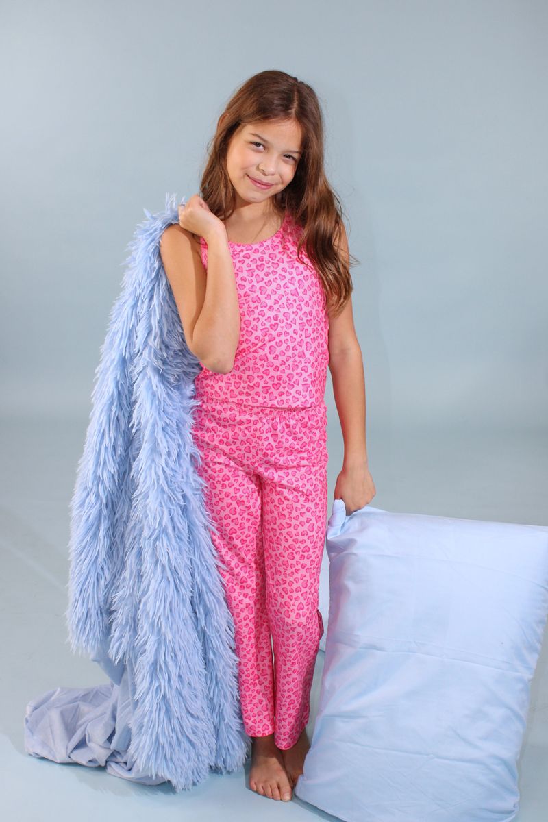 All Over Hearts Leopard Pajama Set | Pink