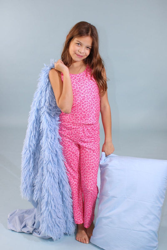 All Over Hearts Leopard Pajama Set | Pink