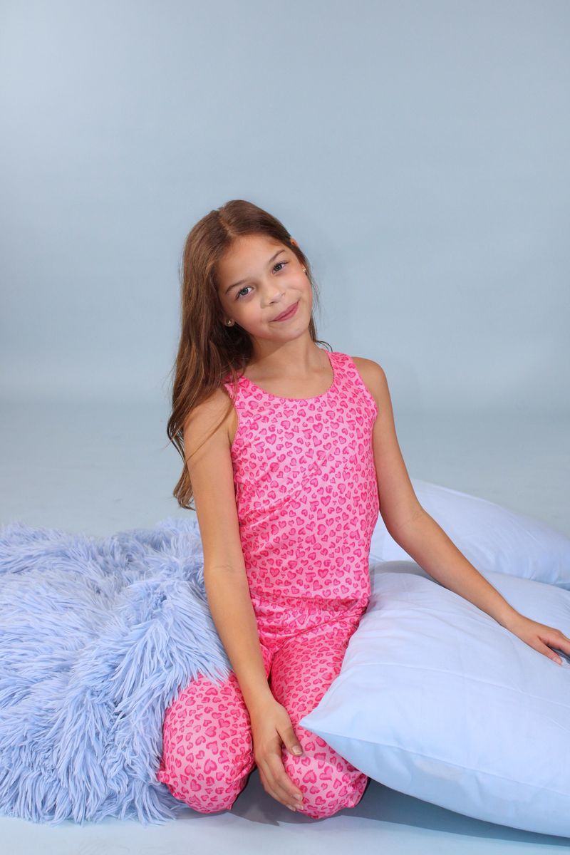 All Over Hearts Leopard Pajama Set | Pink