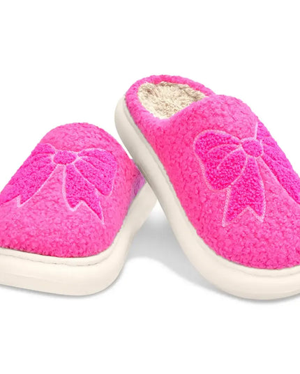 Pink Cozy Bow Slippers