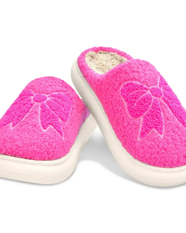 Pink Cozy Bow Slippers