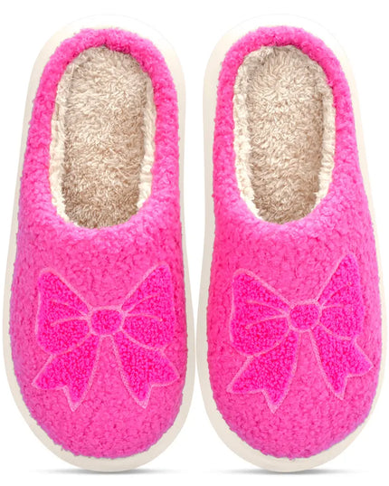 Pink Cozy Bow Slippers
