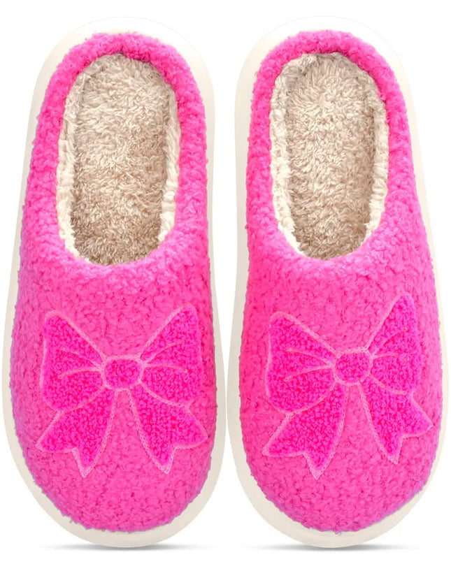Pink Cozy Bow Slippers