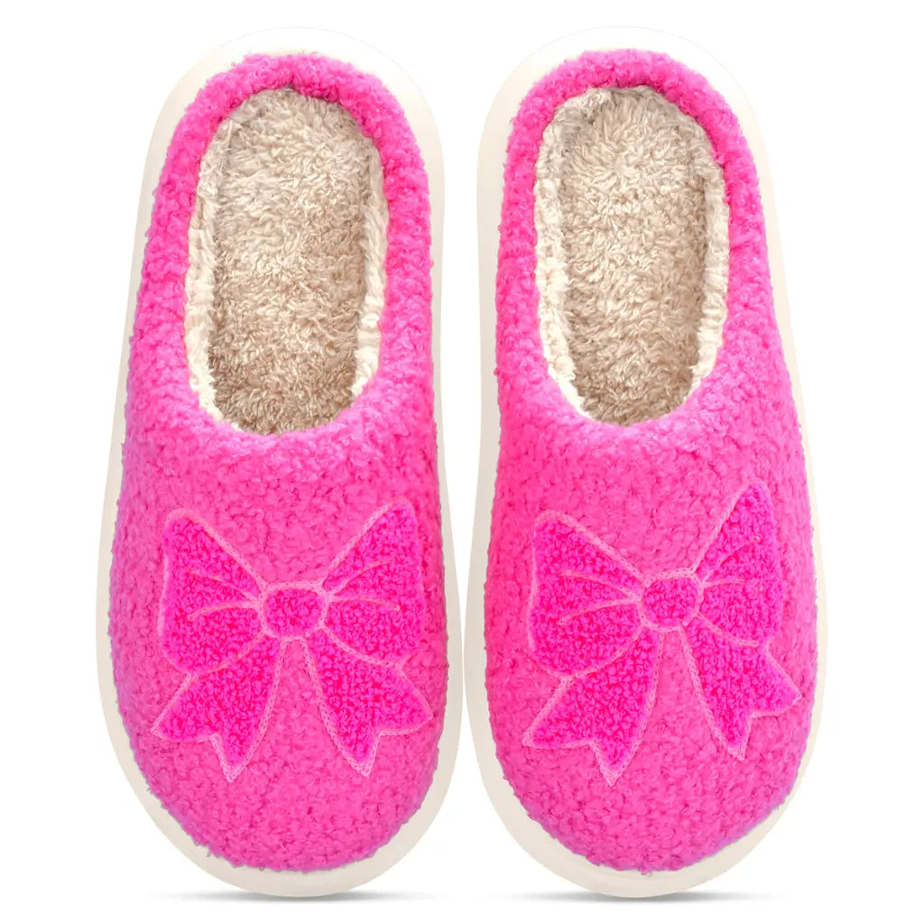 Pink Cozy Bow Slippers