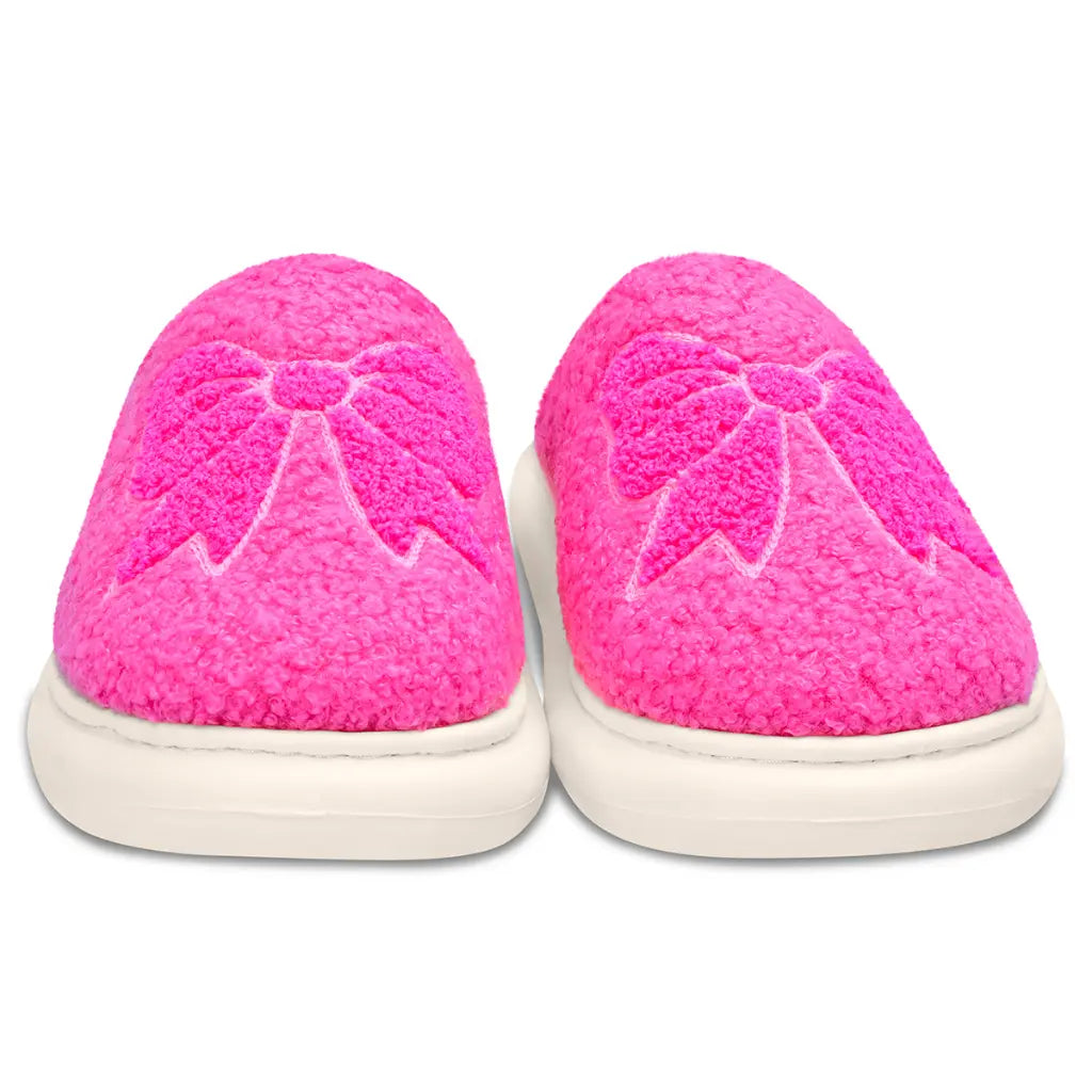 Pink Cozy Bow Slippers