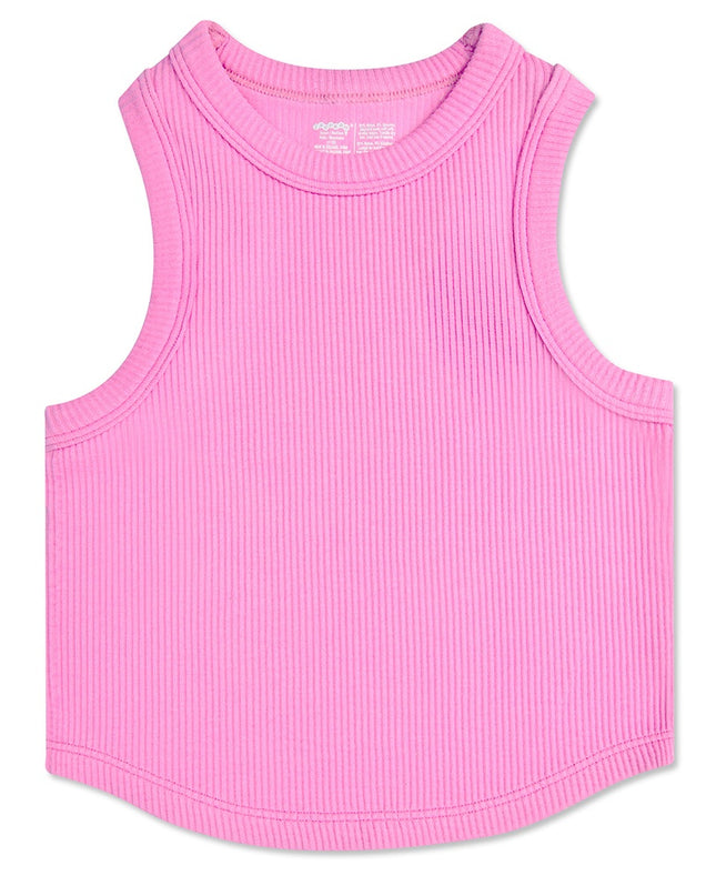 Rose Cropped Ribbed Racerback Tank Top