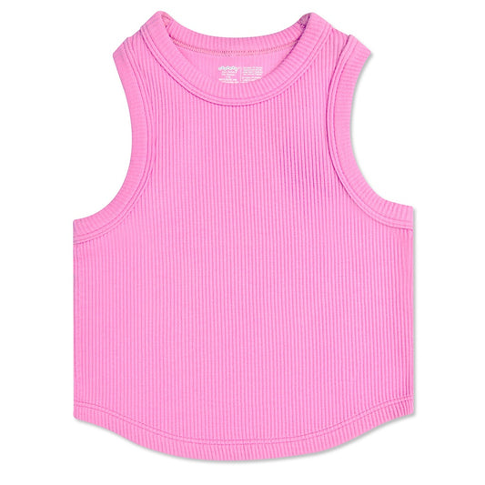 Rose Cropped Ribbed Racerback Tank Top