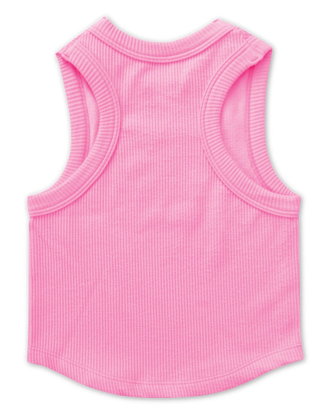 Rose Cropped Ribbed Racerback Tank Top