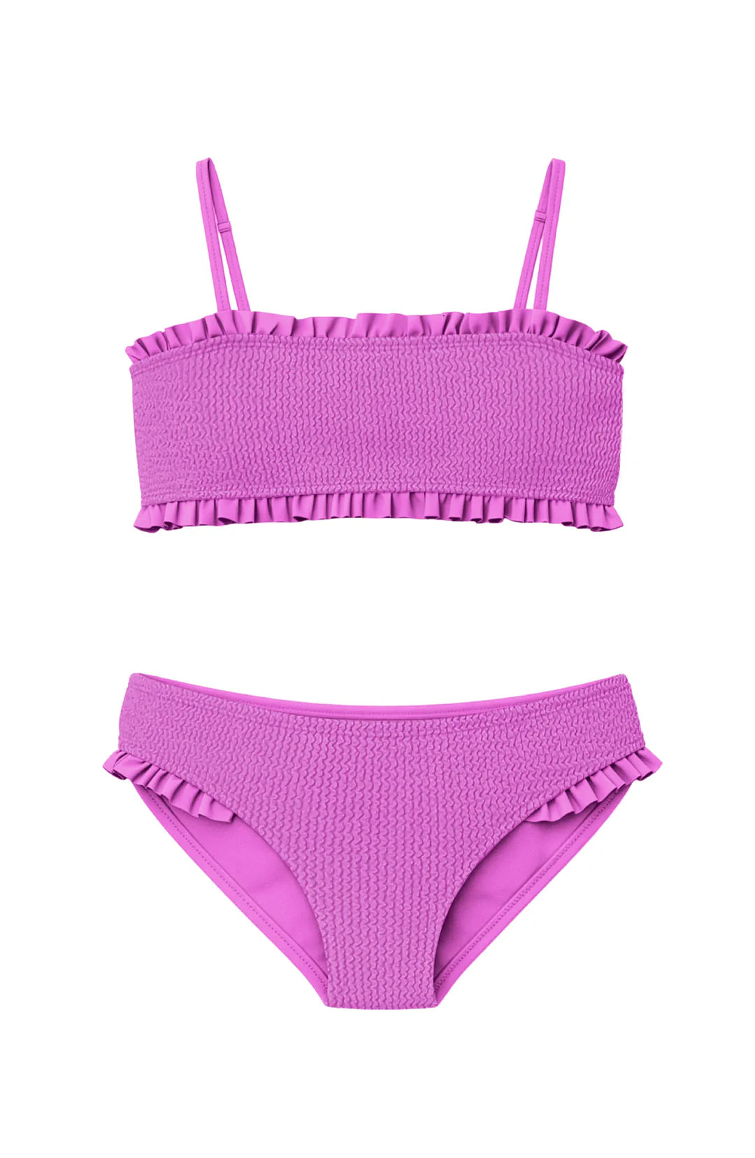 Ruffle Bandeau Two Piece Swimsuit | Purple