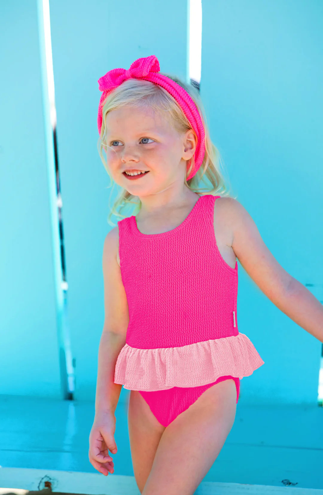 Toddler One Piece Crinkle Peplum | Pink