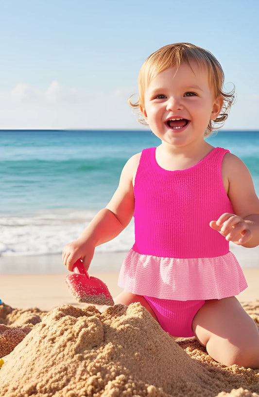 Toddler One Piece Crinkle Peplum | Pink