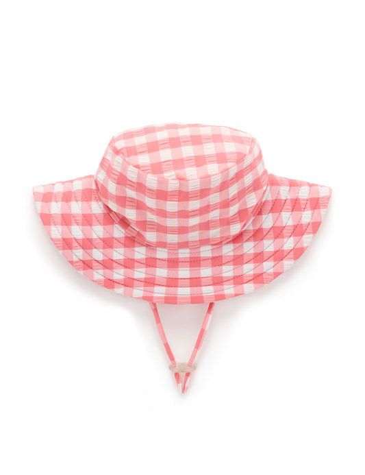 Broad Brim Swim Hat | Pomegranate Gingham