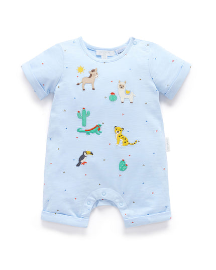 Animal Fiesta Short Growsuit | Blue