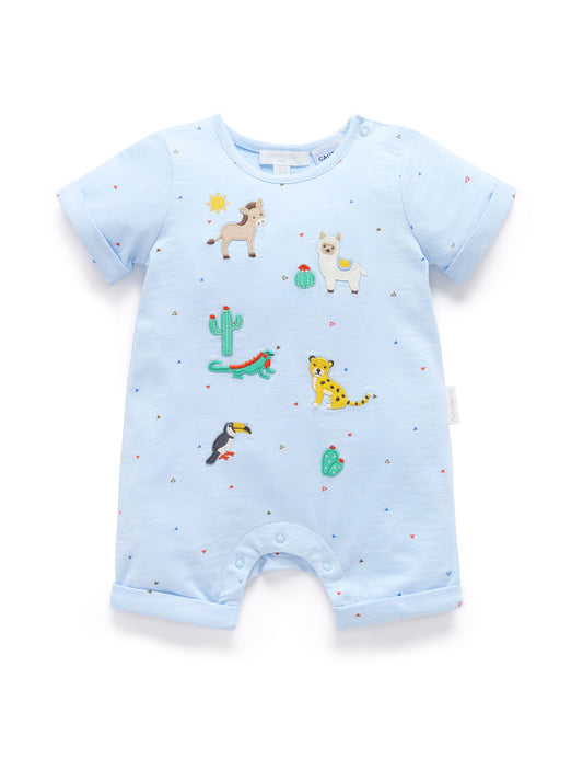 Animal Fiesta Short Growsuit | Blue