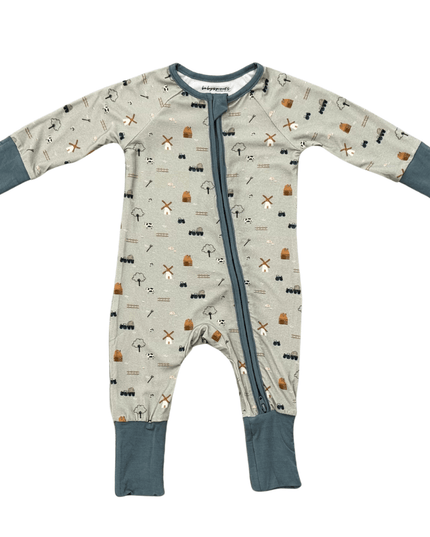 Long Sleeve Zip Romper | Farm
