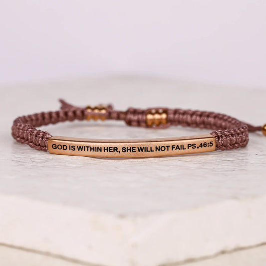 God Is Within Her She Will Not Fail | Taupe Rope