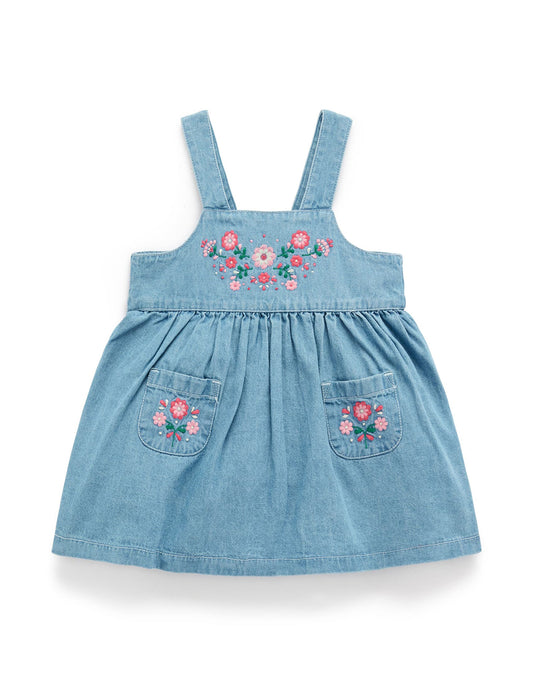 Floral Embroidered Denim Dress