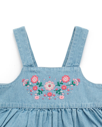 Floral Embroidered Denim Dress