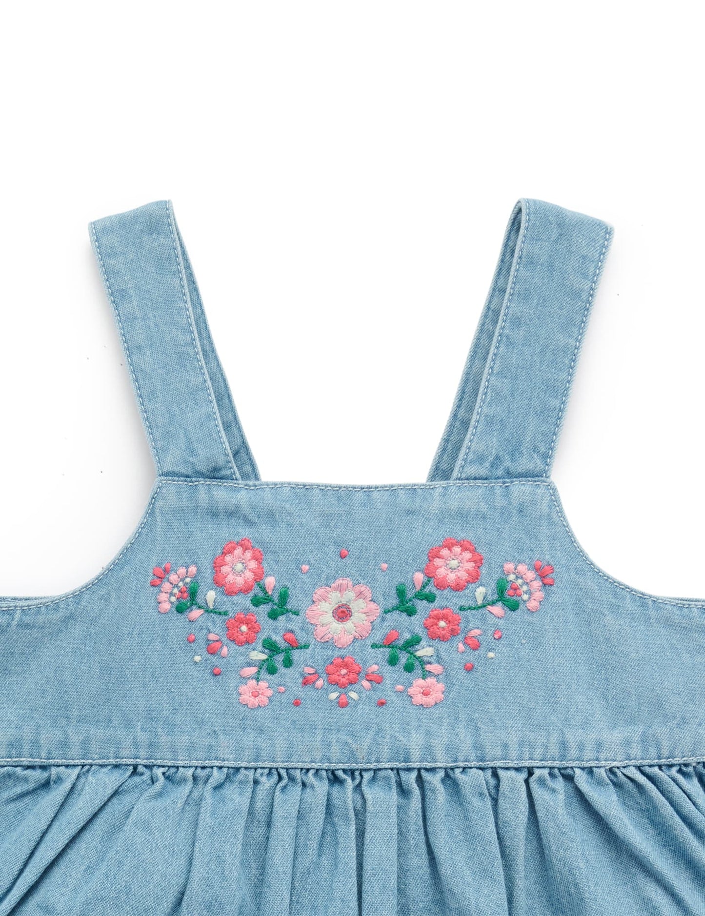 Floral Embroidered Denim Dress