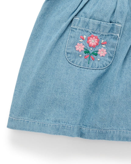 Floral Embroidered Denim Dress