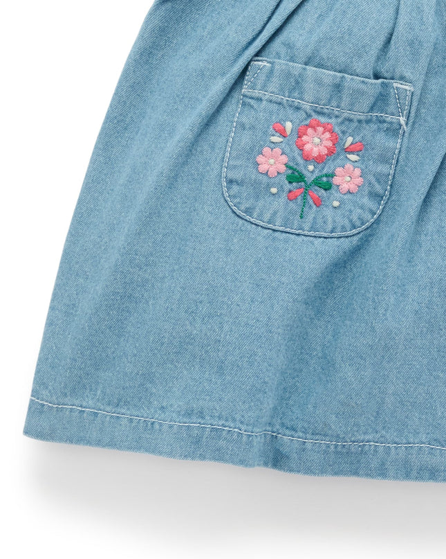 Floral Embroidered Denim Dress