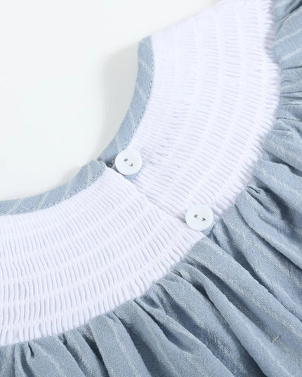 Light Blue Pinstripe Turkey Smocked Dress