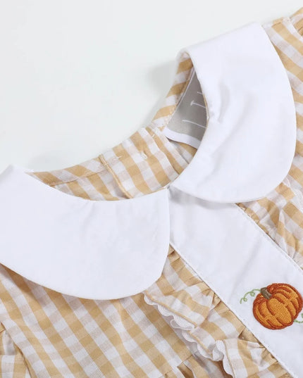 Light Brown Gingham Pumpkin Vine Dress