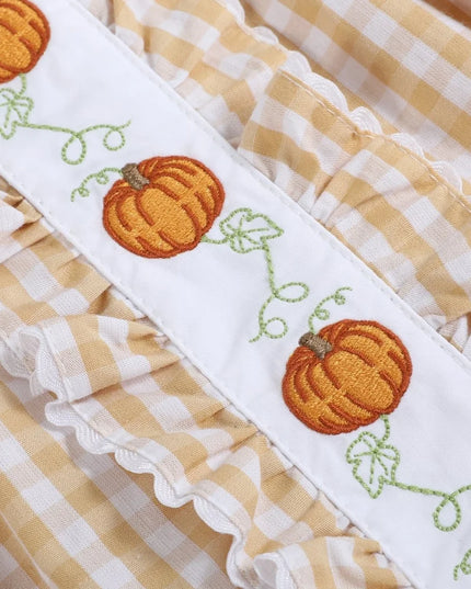 Light Brown Gingham Pumpkin Vine Dress
