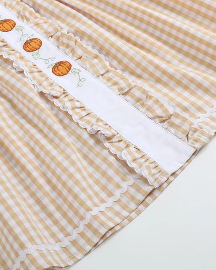 Light Brown Gingham Pumpkin Vine Dress