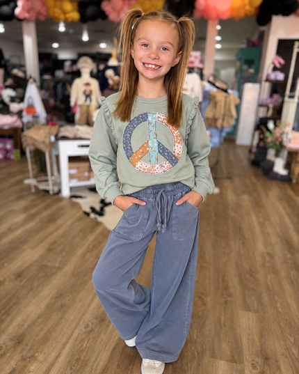 Acid Wash Comfy Pant | Dusty Blue