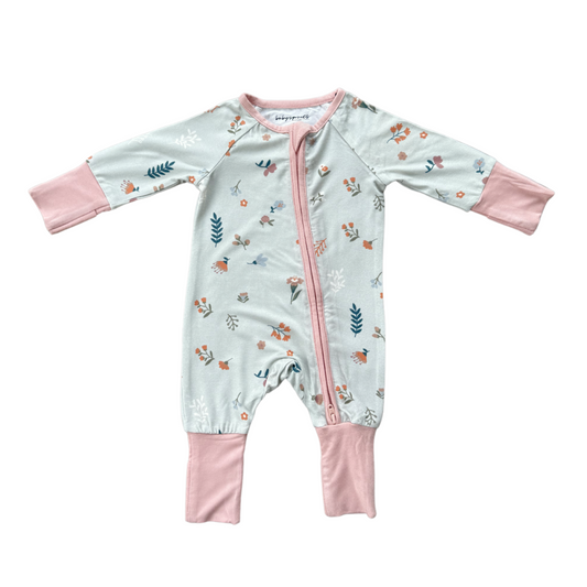Long Sleeve Zip Romper | Botanical