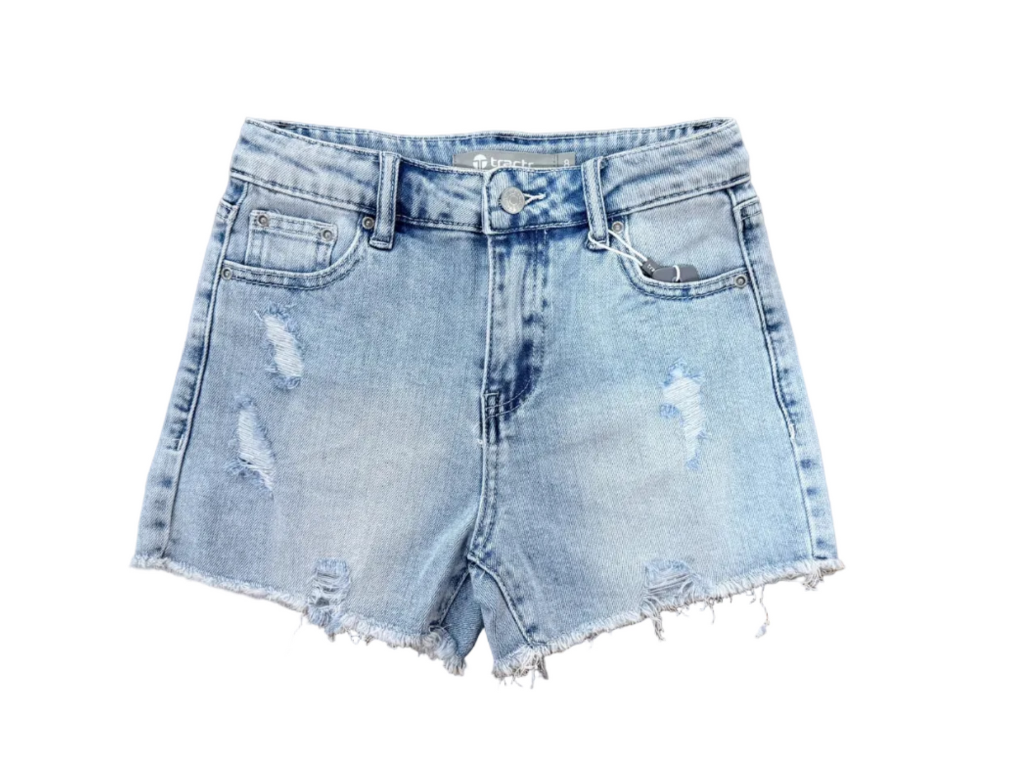 Distressed Fray Hem Denim Shorts | Light Indigo