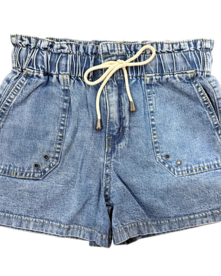 Paperbag Waist Tie Shorts | Light Indigo